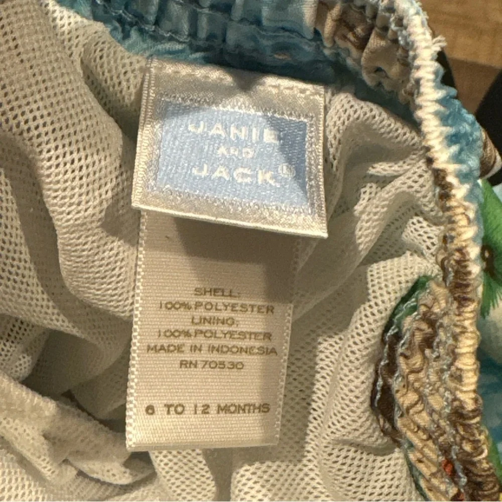 Janie And Jack Baby Boy Green Swim Shorts 12-18 Months Lined Trunks Board Shorts